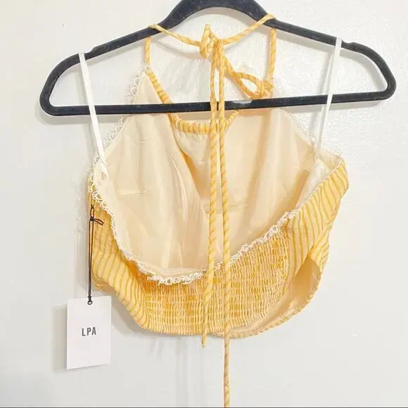 NWT Revolve x LPA Acerra‎ Yellow Striped Crop Top - Picture 5 of 10